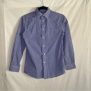 Cat & Jack, Boys Button Down Blue and White Plaid Shirt, Size Large